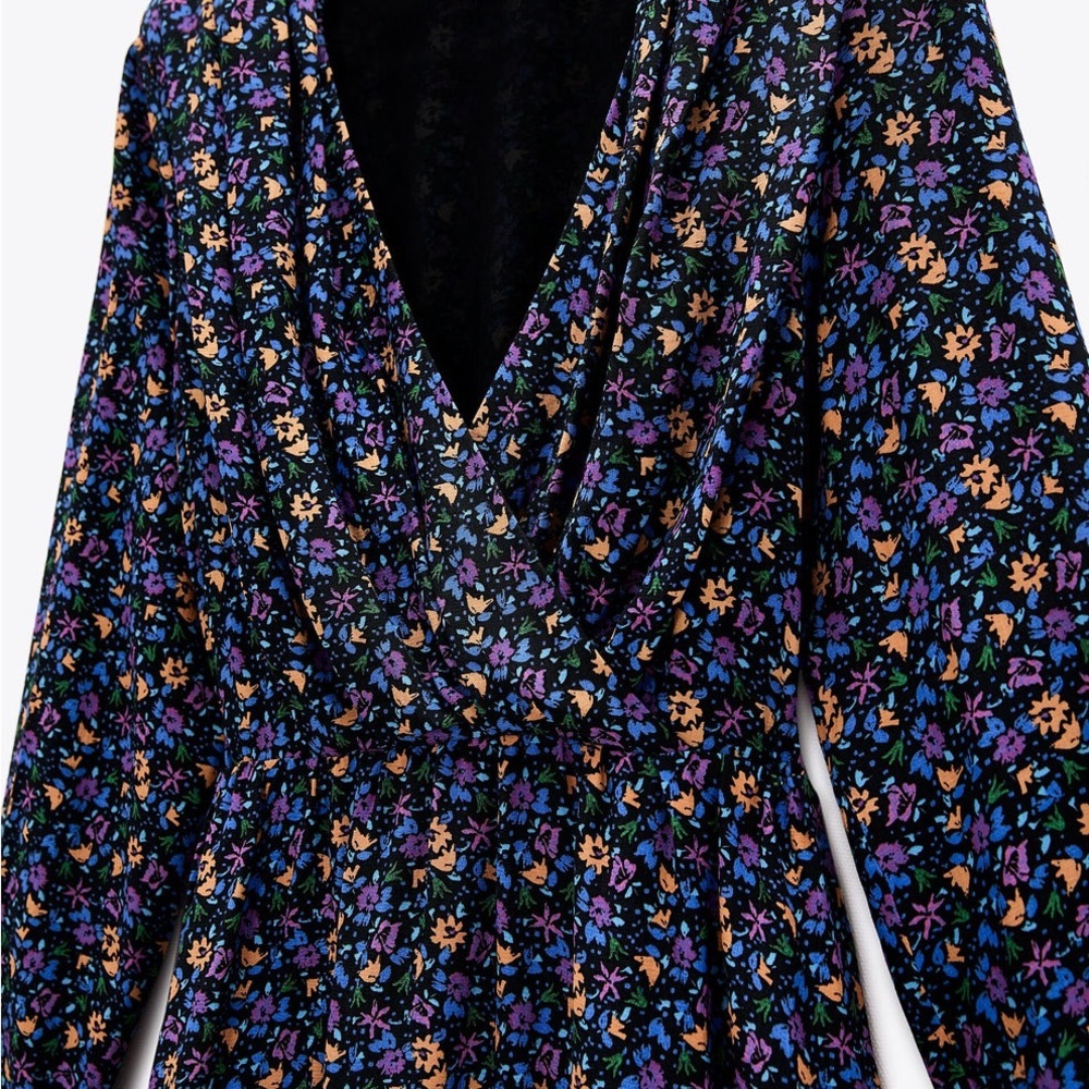 ZARA Shoulder ZARA BLUE FLORAL PRINTED Floral Print - Picture 15 of 15